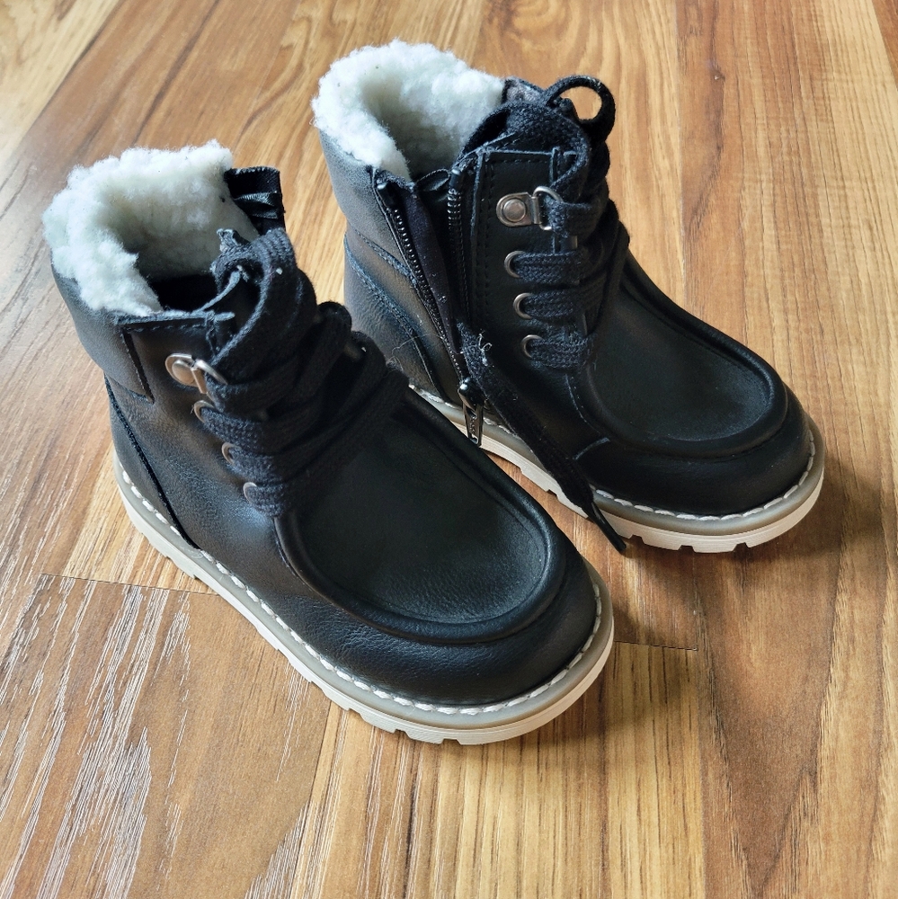 Kids Black Boots with White Sole
